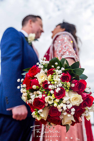 bouquet of flowers in brides hands